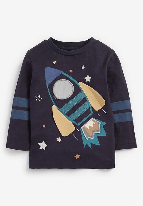 NEXT Kids' Rocket Sleeve Character T-Shirts