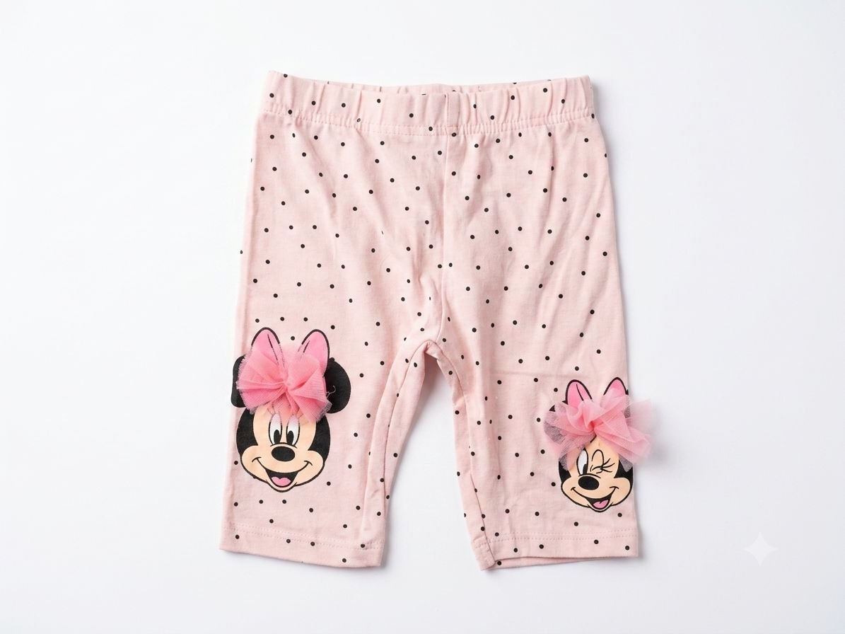 Girls’ Pink Minnie Bow Print Cotton Leggings