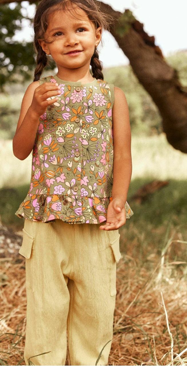 Yellow Sleeveless T-Shirt and Cargo Trousers Set