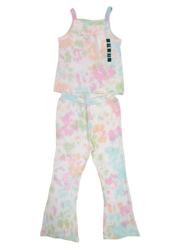 Pastel Sleeveless Ribbed T-Shirt and Flare Leggings Set ( unicorn color )