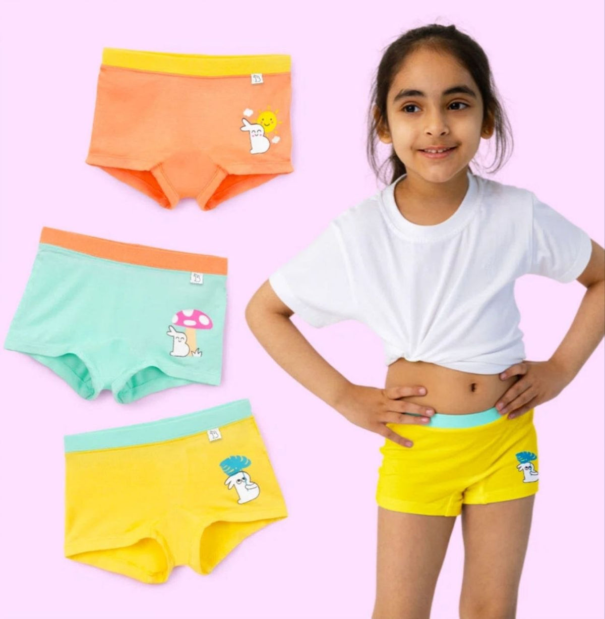 Girls Cotton Printed Boyshorts – 6 Pc Set | Soft & Comfortable Underwear