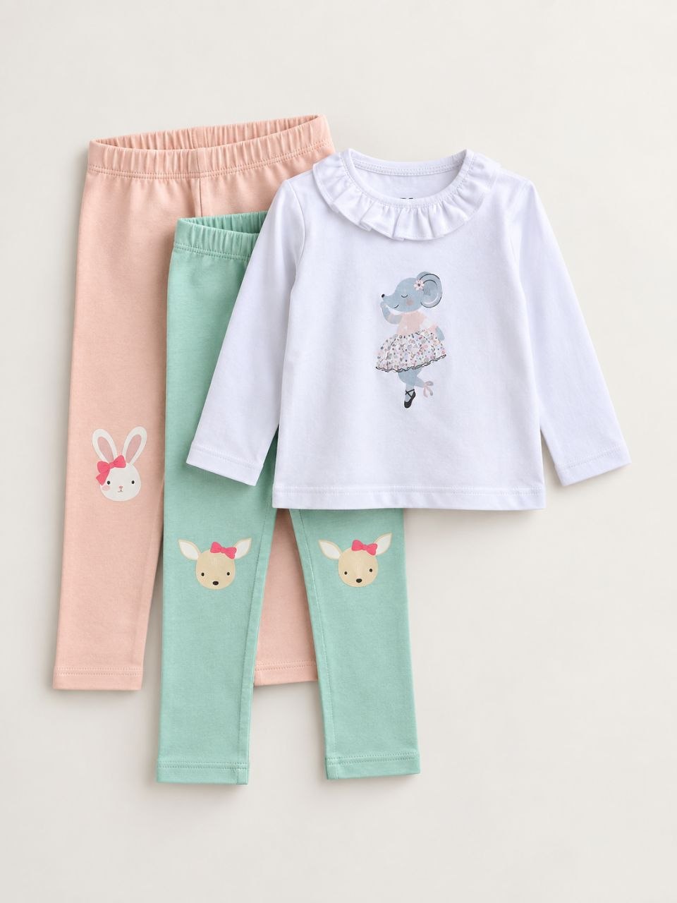 Girls 2 pc leggings with tee set – Pastel Collection