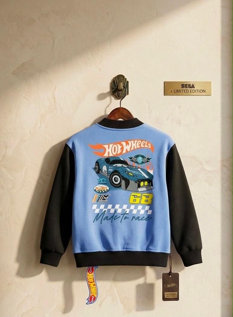 Boys Hot Wheels Printed 3-Piece Tracksuit Set – Jacket, T-Shirt & Joggers