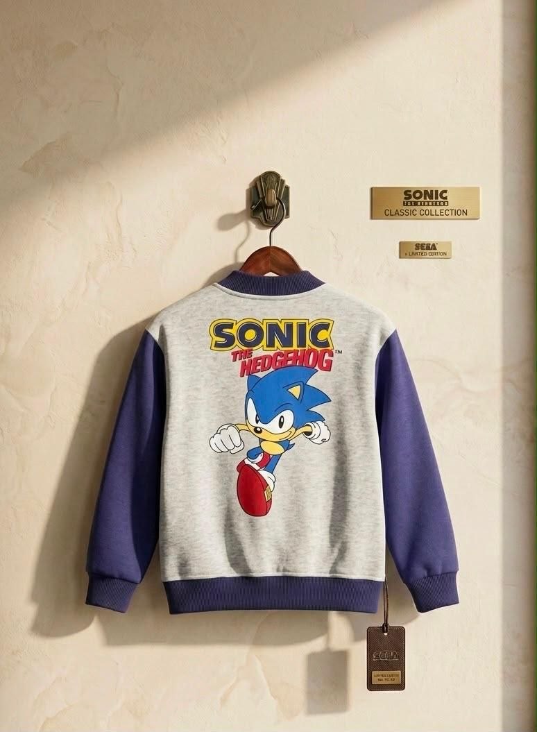 Boys Sonic Printed 3-Piece Tracksuit Set – Jacket, T-Shirt & Joggers