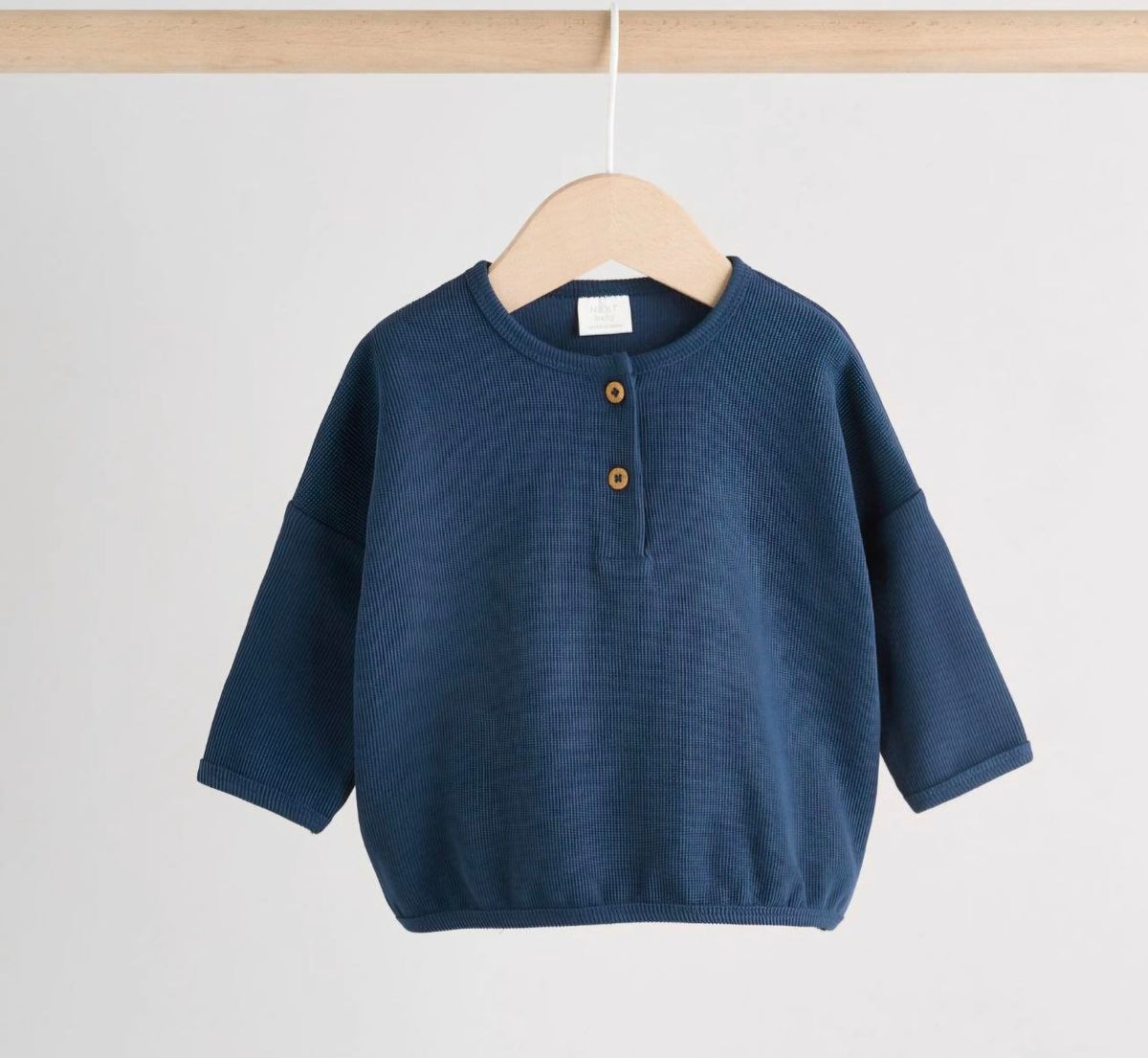 Next Baby Navy Blue Ribbed Henley Top