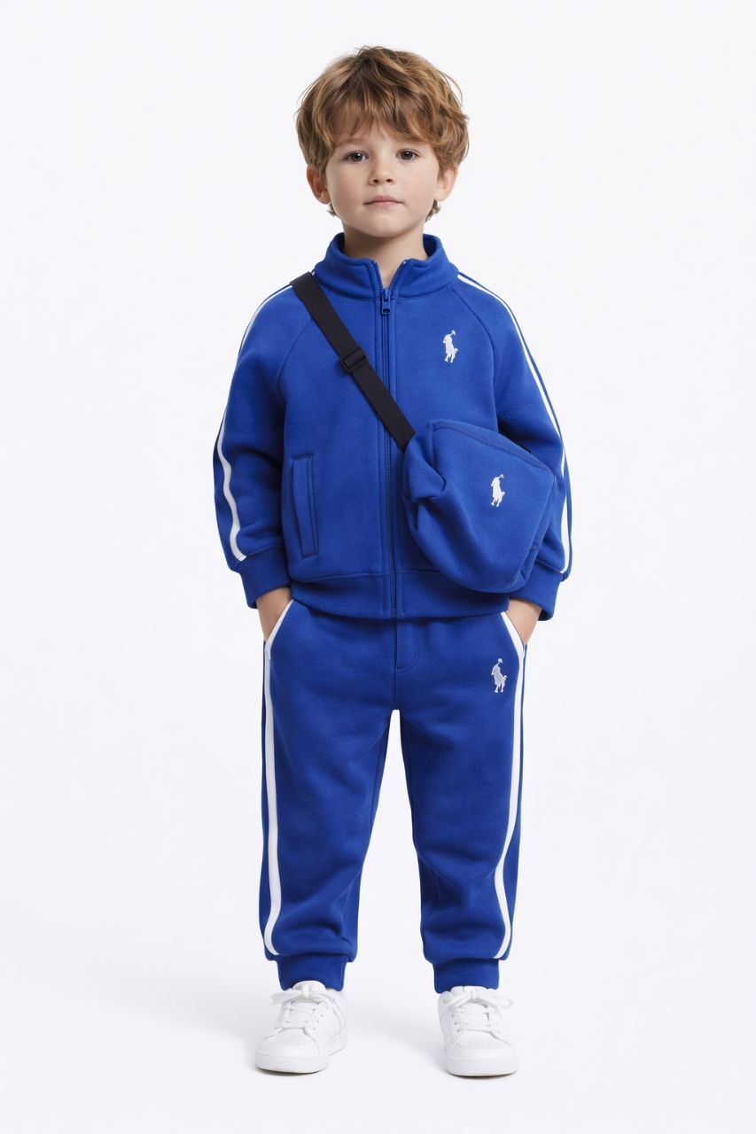 Kids Royal Blue Premium Tracksuit Set | Zip-Up Jacket & Jogger Co-Ord | Boys & Girls Winter Wear