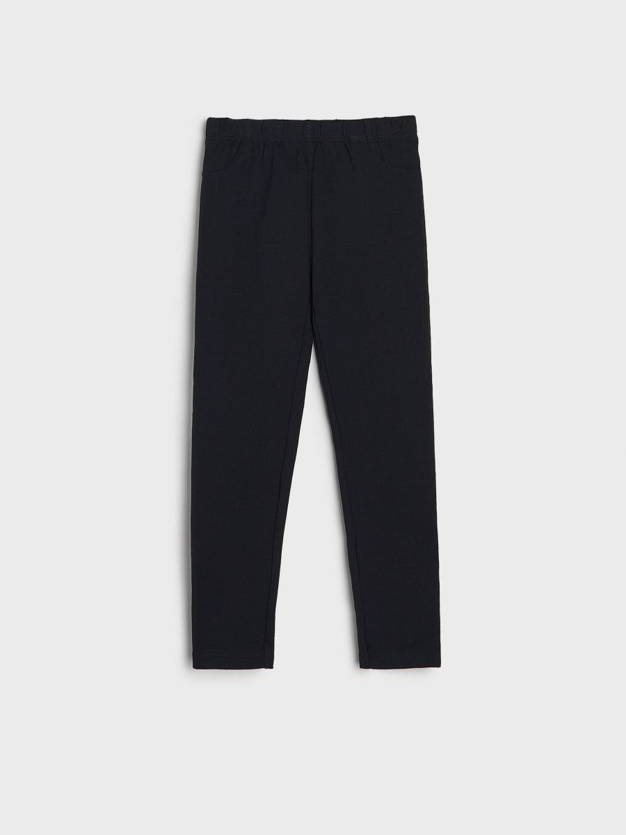 Kids Essential Navy Blue Cotton Leggings | Soft Stretch Everyday Bottom Wear