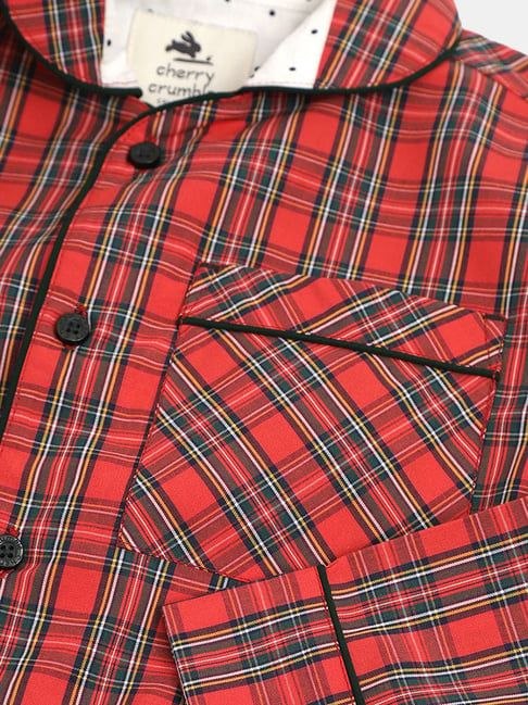 Red Checked Boys 2-Piece Shirt & Pyjama Set