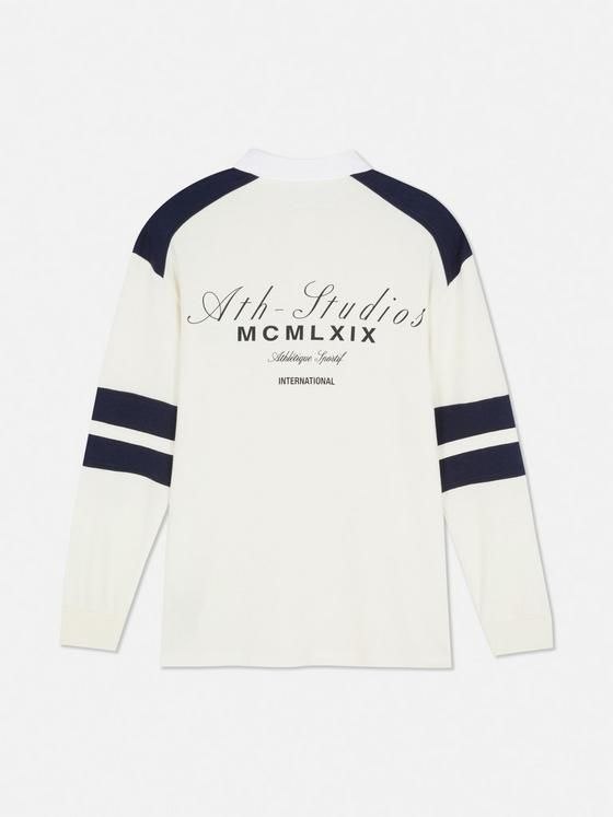 Kids Long Sleeve Polo T-Shirt β White with Navy Contrast Sleeves | Smart Casual Cotton Tee