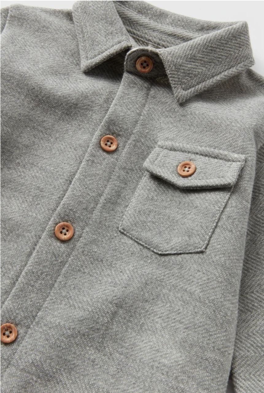 Baby Romper With collared & Pocket for Unisex Baby (Steel Grey)