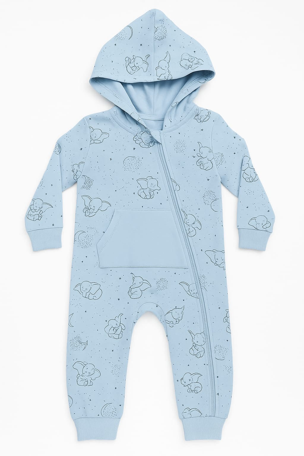 Blue Elephant Print Baby Romper