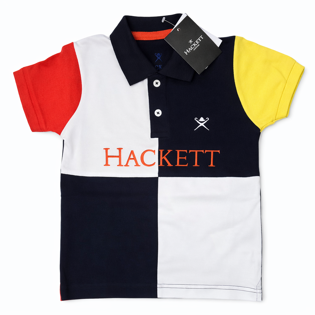 Boys Premium Quad-Color Polo T-Shirt with Modern Colorblock Design
