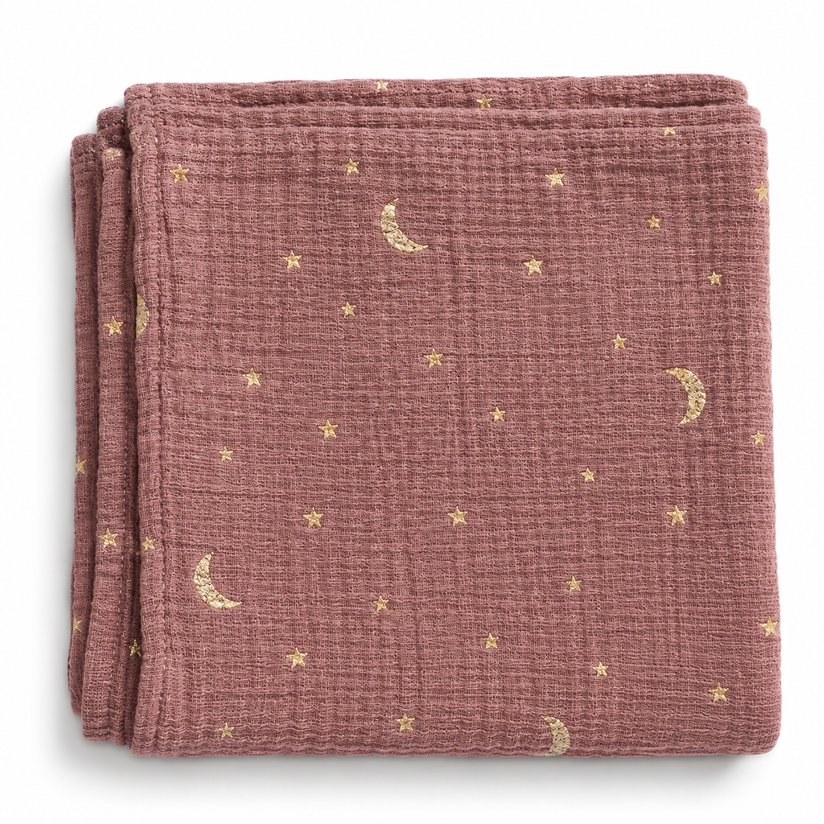 Rust Brown Moon & Stars Muslin Baby Swaddle Wrap