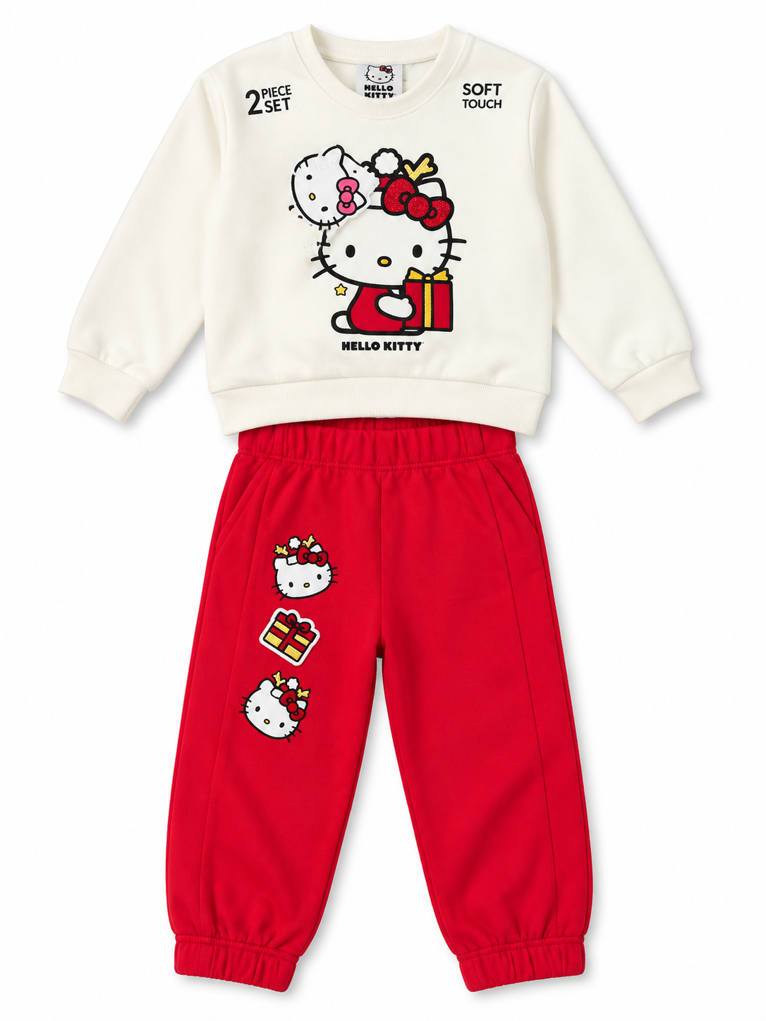 Hello Kitty Girls Sweatshirt & Jogger Set – Cream & Red