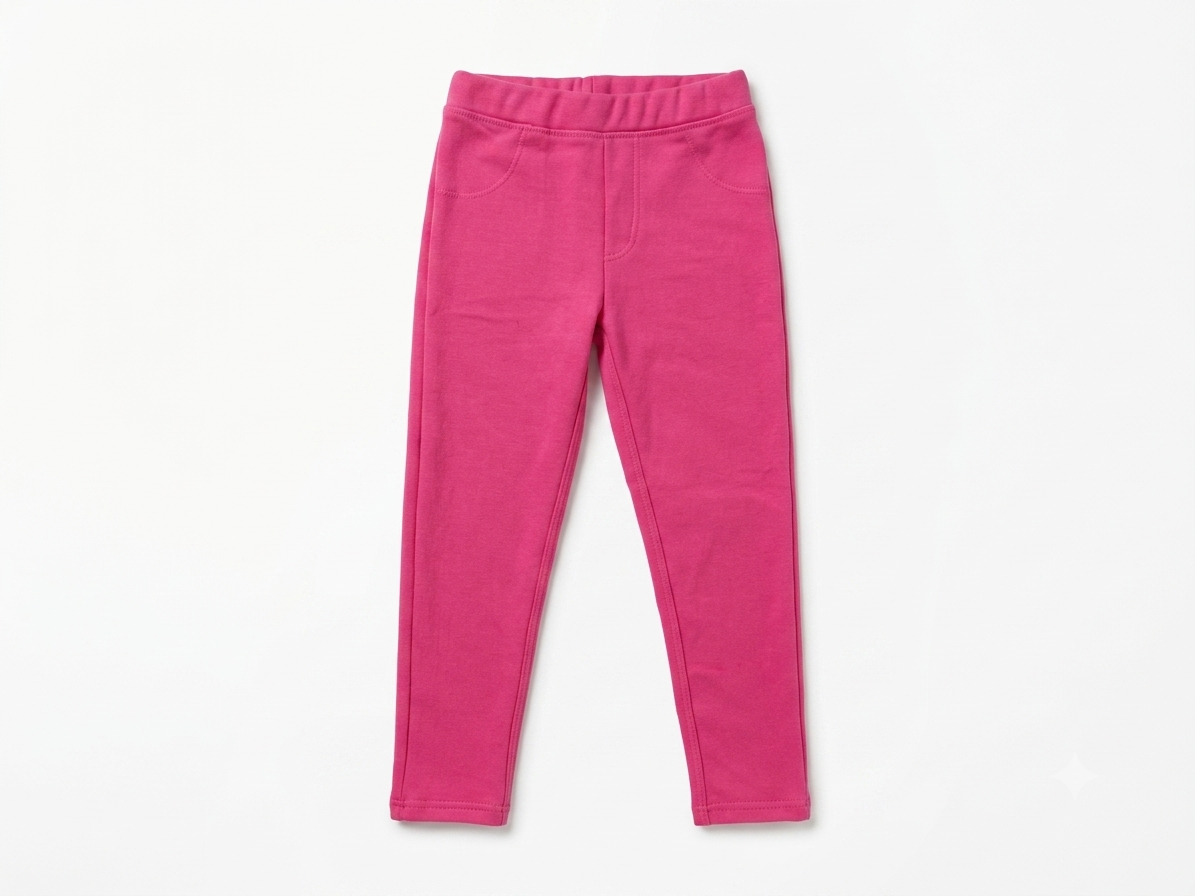Girls Hot Pink Cotton Stretch Leggings with Pockets