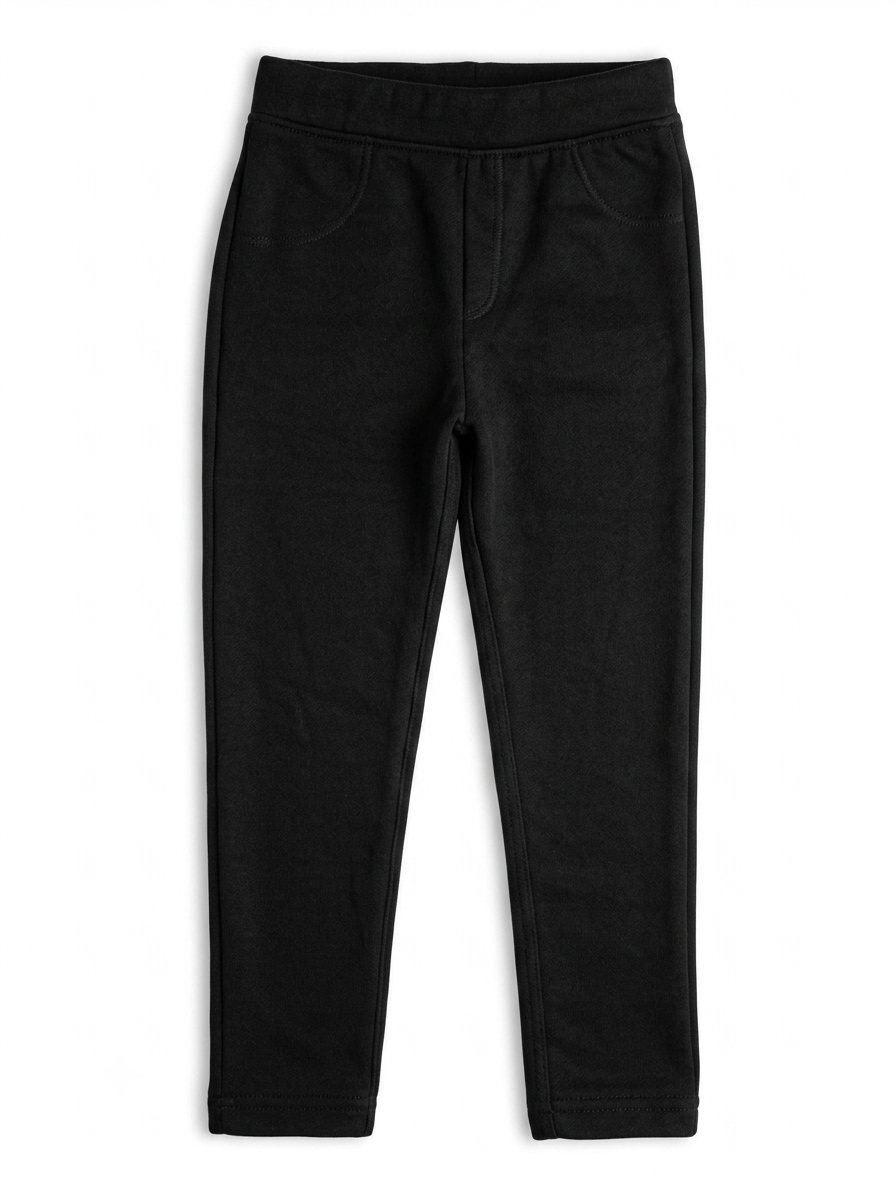 Kids Black Solid Full-Length Jogger Pants