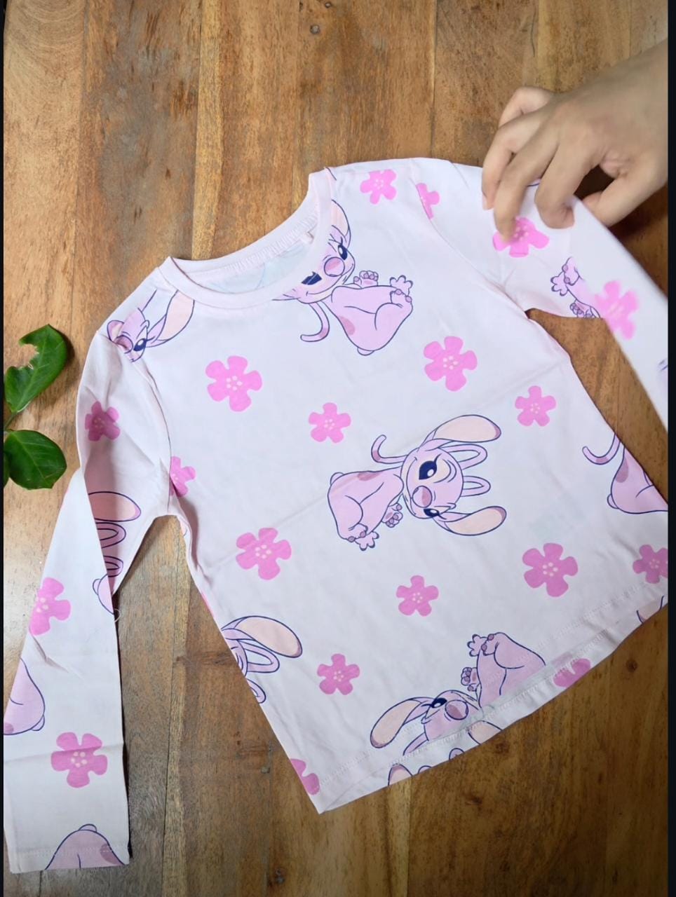 Disney Girls’ Pink Angel Print Long Sleeve T-Shirt