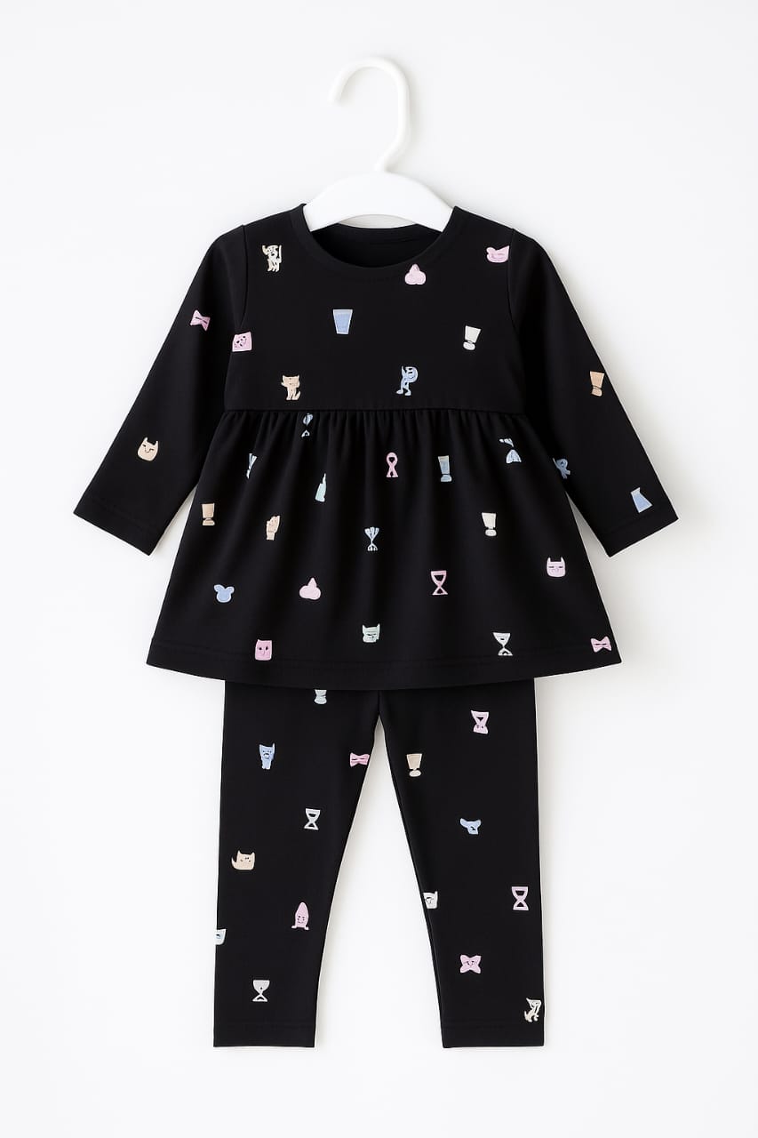 Frock - Leggings Black Set