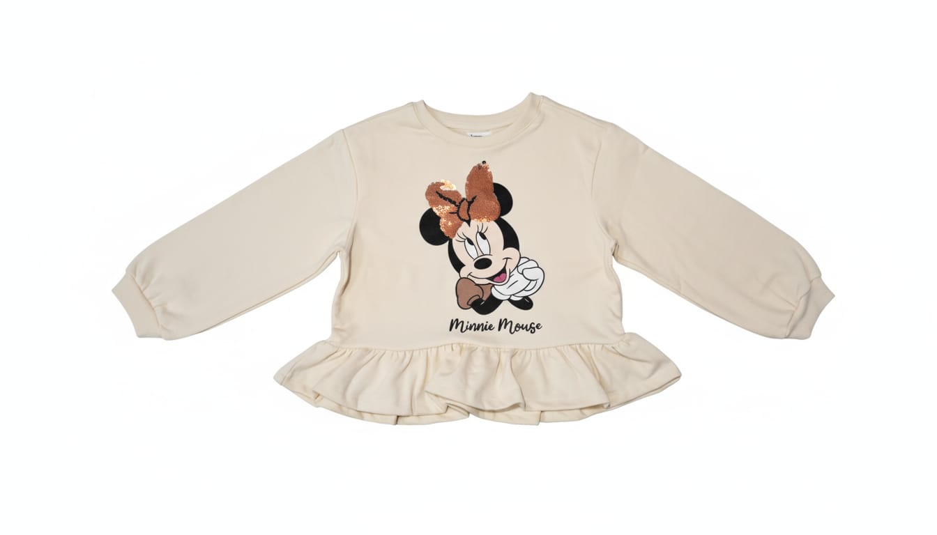 Cream Minnie Mouse Peplum Fleece Sweatshirt