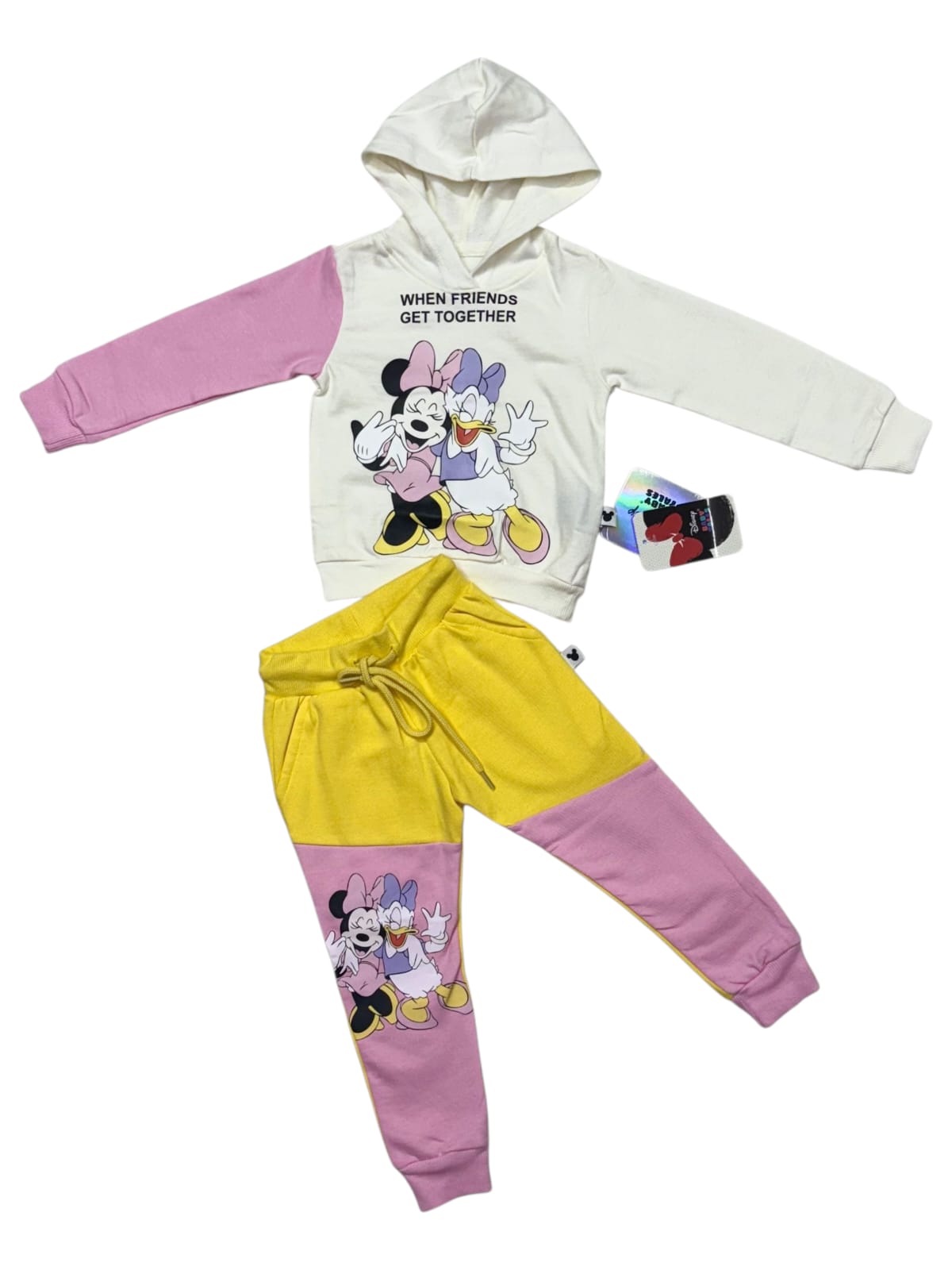 Minnie & Daisy Colorblock Hoodie Set (white & Yellow)