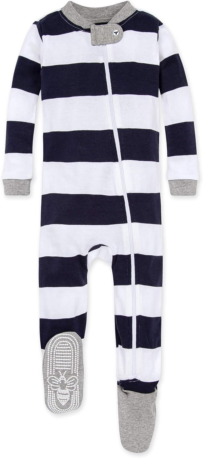 Classic Navy Stripe Zipper Sleepsuit