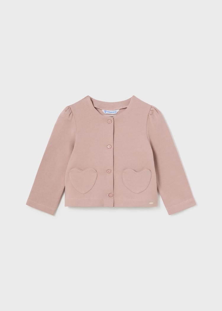 Blush Pink Heart Pocket Baby Cardigan