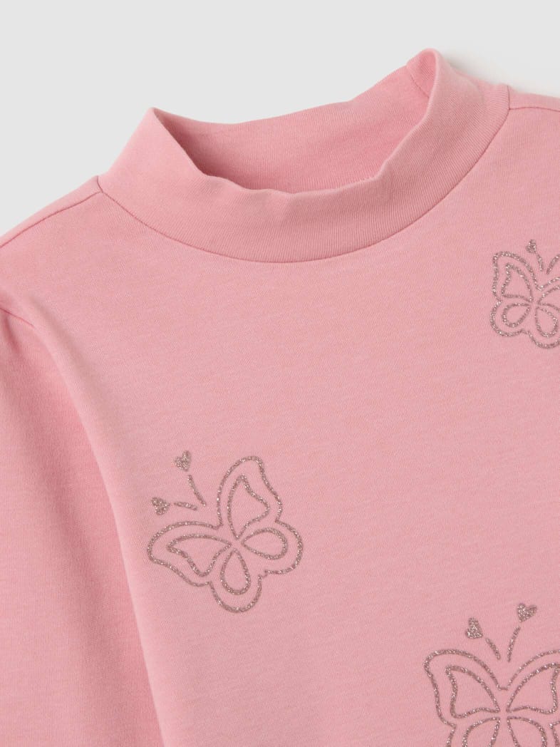Pink Butterfly Embroidered Top