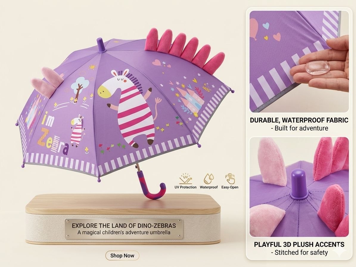 Kids 3D Cartoon Umbrella - GIRAFFE