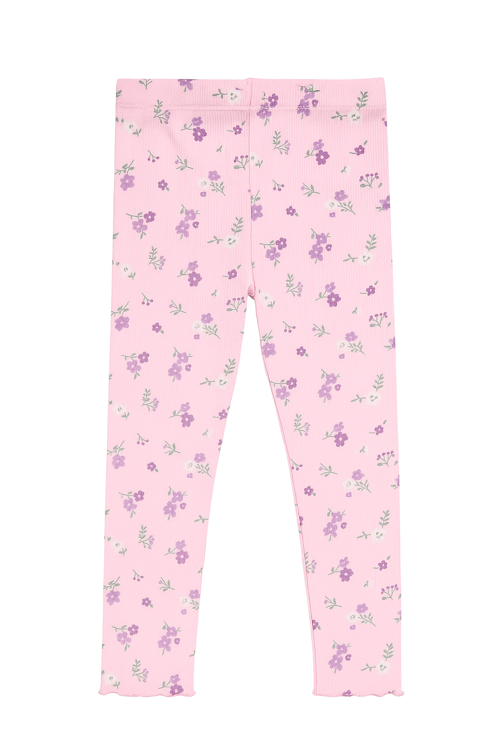 Ribbed pink floral leggings
