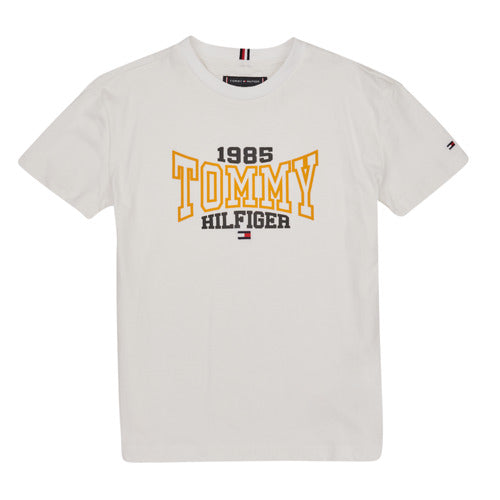 TOMMY KIDS UNISEX ROUND COLLAR OFF WHITE TEE