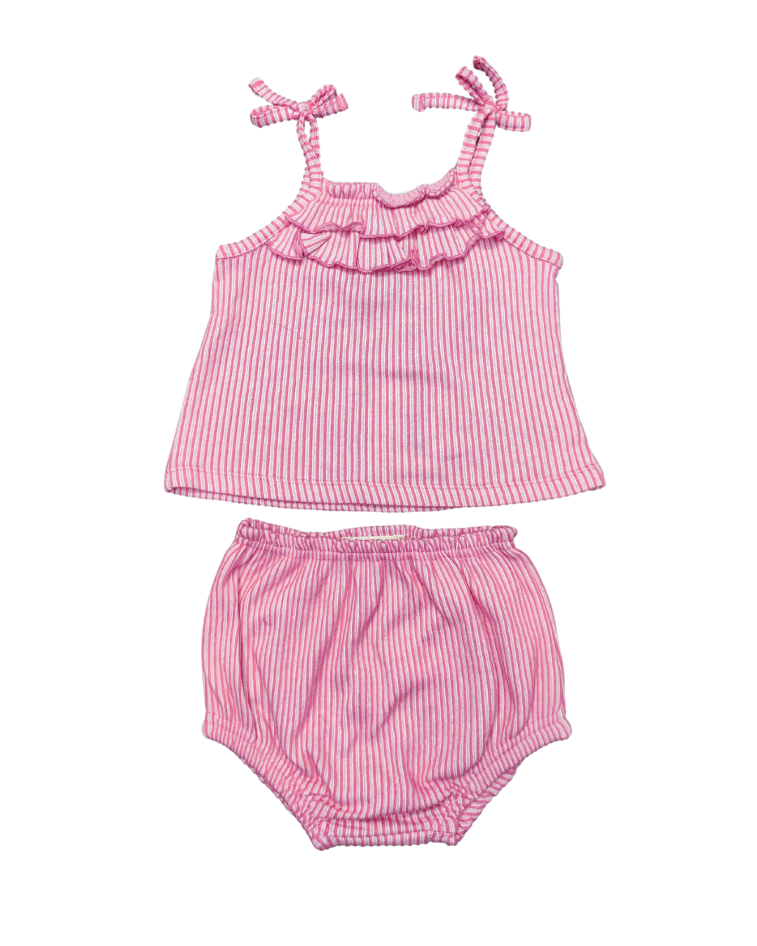 Baby Girls Ruffled Sleeveless Top and Bloomer Set, Summer Casual Outfit