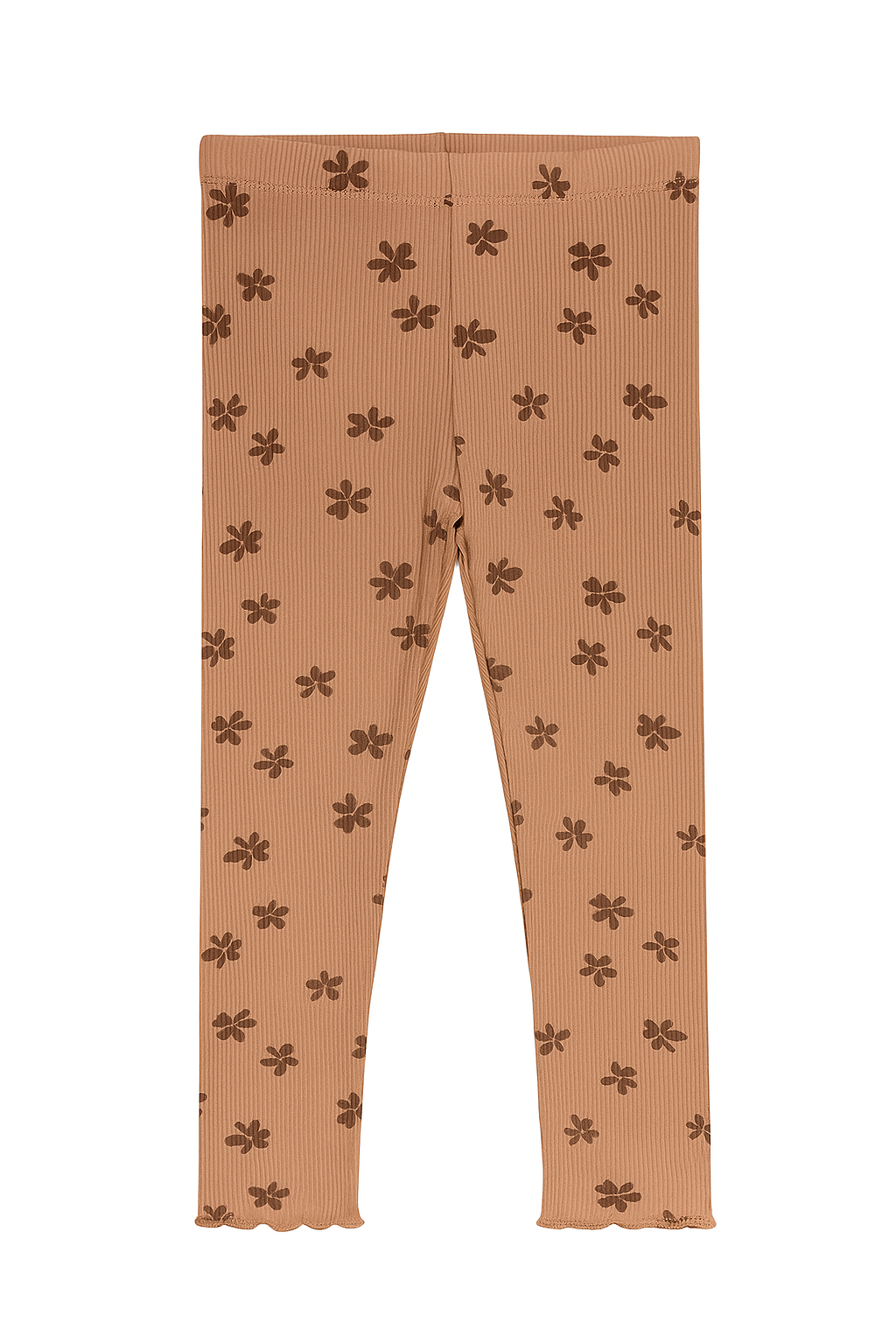 Ribbed brown floral leggings