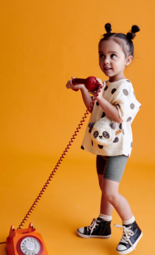 Black/White Panda Half Sleeve Bag T-Shirt