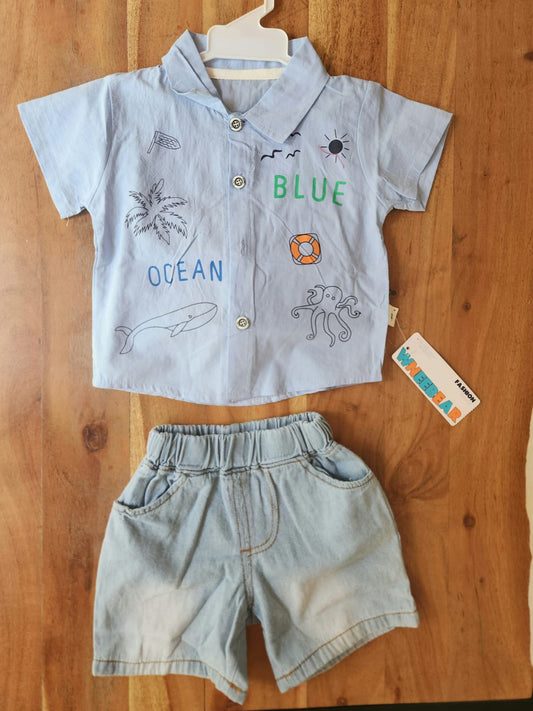 Denim on Denim look powder blue cotton set