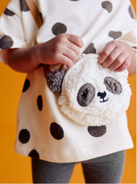 Black/White Panda Half Sleeve Bag T-Shirt