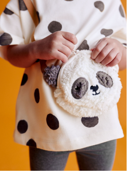 Black/White Panda Half Sleeve Bag T-Shirt