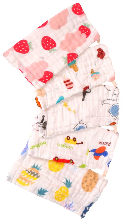 Soft Muslin Baby Kerchiefs – 6-Piece Printed Set