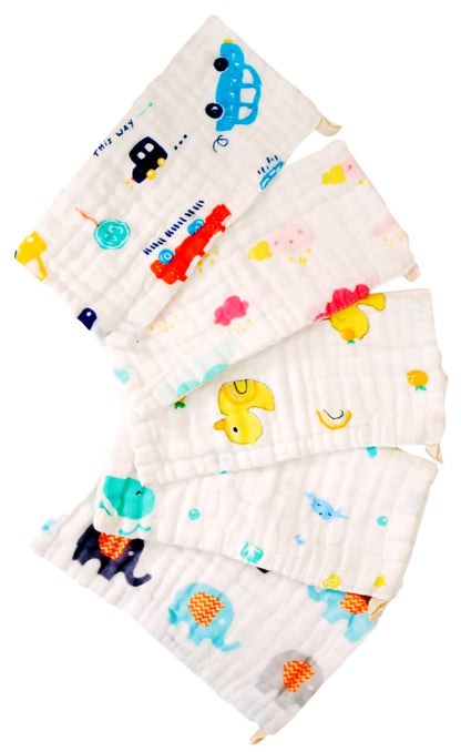 Soft Muslin Baby Kerchiefs – 6-Piece Printed Set