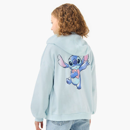 Girls Pastel Blue Zip Hoodie – Soft Cotton Casual Jacket