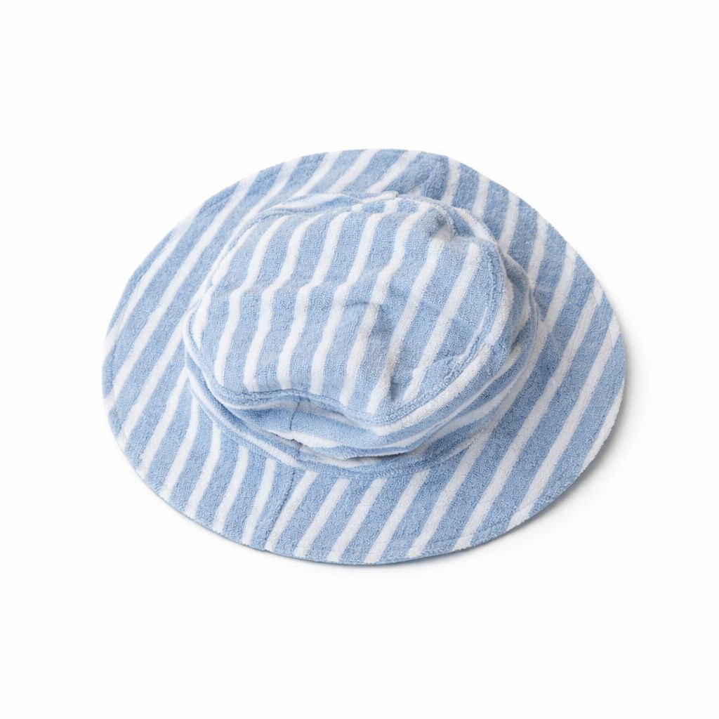 Soft Cotton Baby Sun Hat – Blue & White Stripes