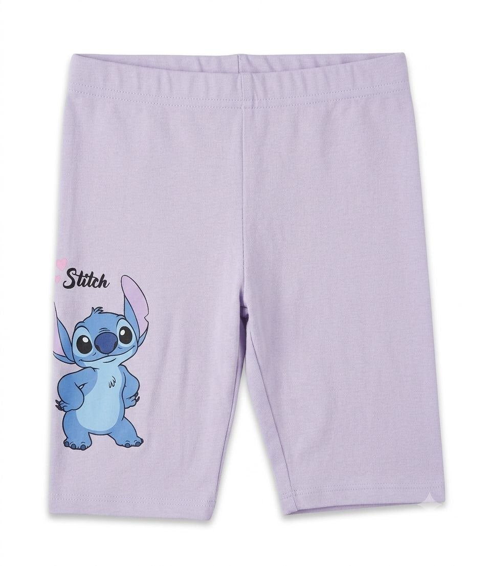 Disney Stitch Girls Premium Cotton Cycling Shorts – Lavender Knee Length Biker Shorts | Soft Stretch Summer Wear