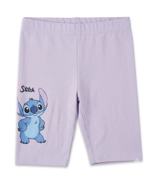 Disney Stitch Girls Premium Cotton Cycling Shorts – Lavender Knee Length Biker Shorts | Soft Stretch Summer Wear