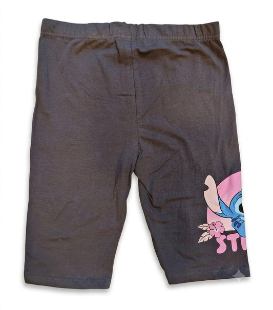 Disney Stitch Girls Premium Cotton Cycling Shorts – Black Knee Length Biker Shorts | Soft Stretch Summer Wear