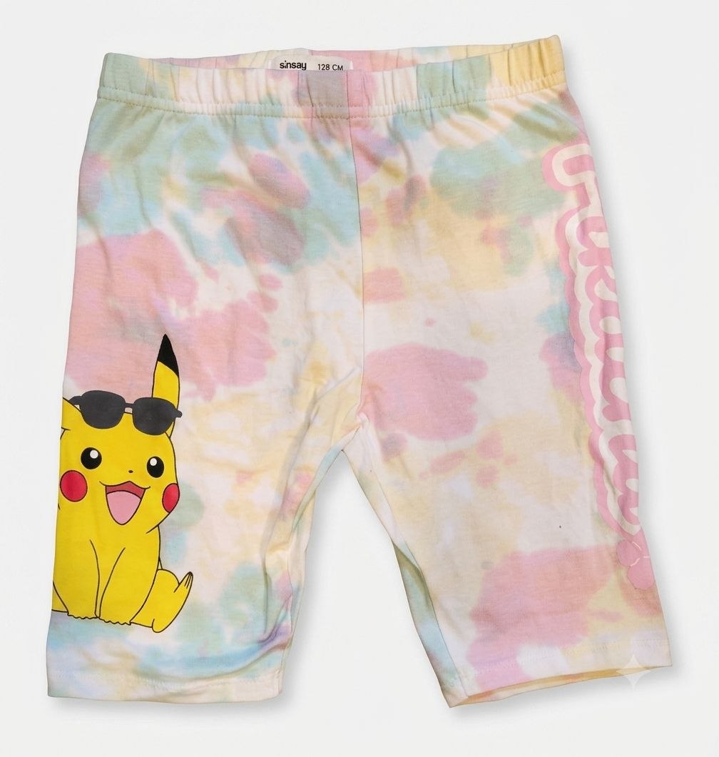 Pokémon Pikachu Girls Cotton Cycling Shorts – Tie-Dye Knee Length Shorts | Premium Summer Wear