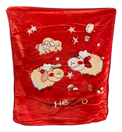 Premium Baby Plush Blanket – Red Sheep Print Ultra Soft Fleece Blanket for Newborns & Toddlers