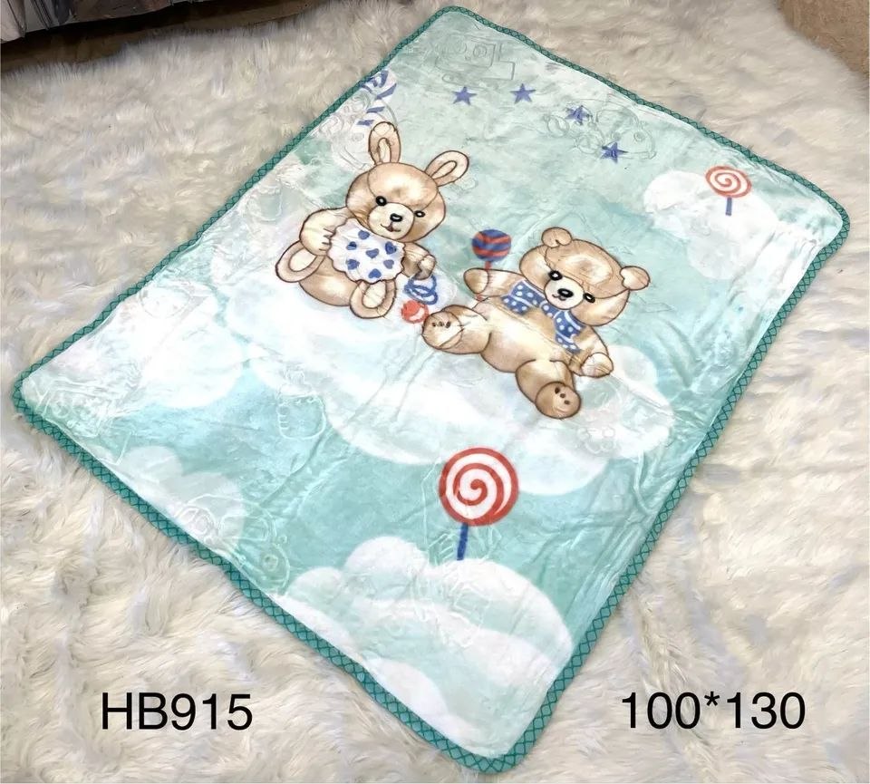 Premium Baby Plush Blanket 100×130 cm – Teddy & Bunny Print Ultra Soft Fleece Blanket for Newborns & Toddlers