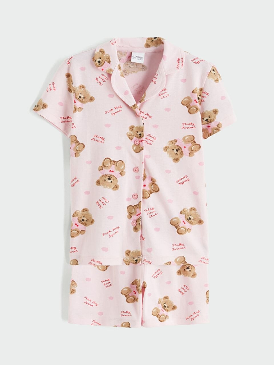 Teddy Dreams Baby Night Suit – Soft Pink Button Down Sleepwear