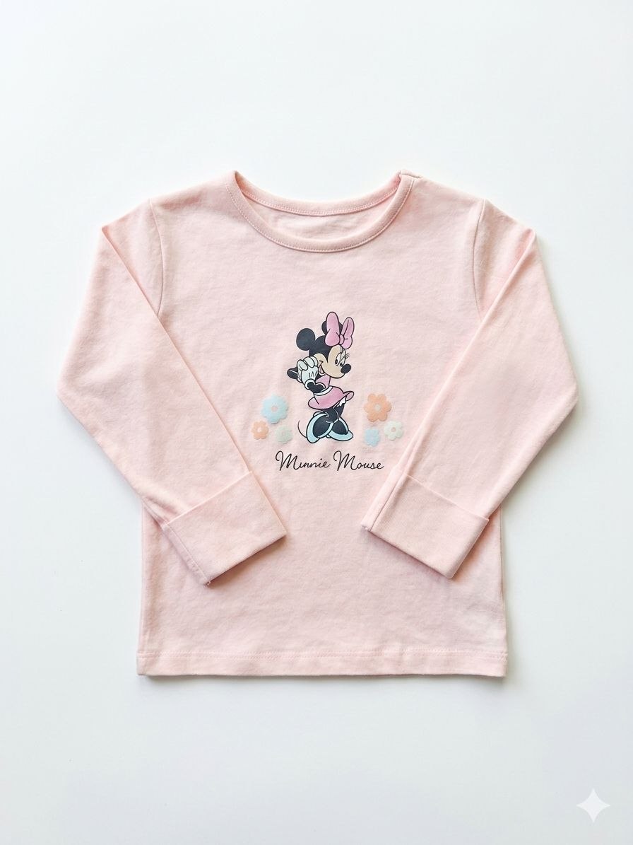 Minnie Mouse Baby Full Sleeve Tee – Soft Pink