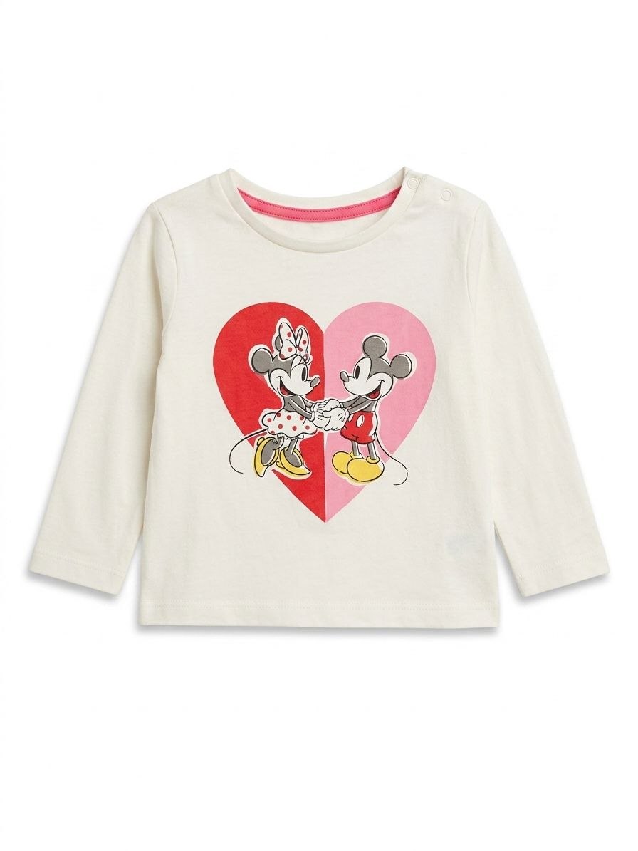 Disney Minnie & Mickey Heart Print Full Sleeve Baby T-Shirt