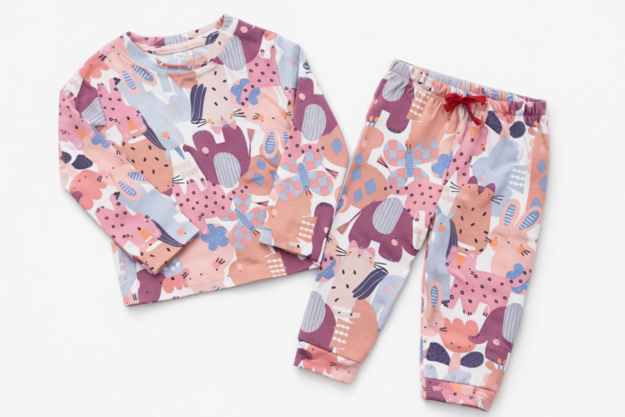 Kids Abstract Print Nightwear Set – Full Sleeve Top & Pajamas